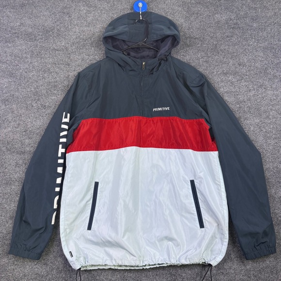 Primitive Skateboarding Other - Primitive Skateboarding Mens Large Half Zip Windbreaker Jacket Navy Red
